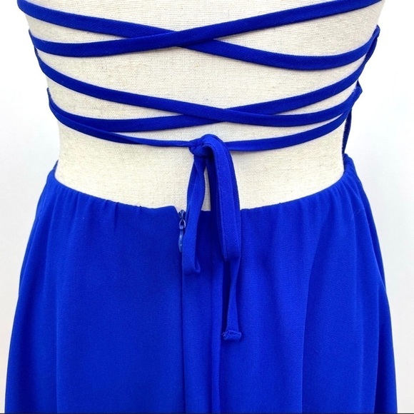 LULU’S Good Deeds Royal Blue Lace-Up mini flowy Dress women’s size XS - Picture 7 of 9